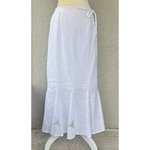 Vintage Duality Linen Mermaid Skirt Floral Embroidered Ruffled Maxi